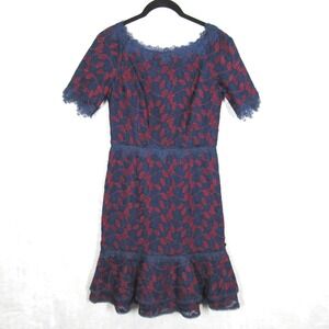 Shani Lace Dress Cocktail Party Floral Red Blue Size US 2 UK 6 EUR 32